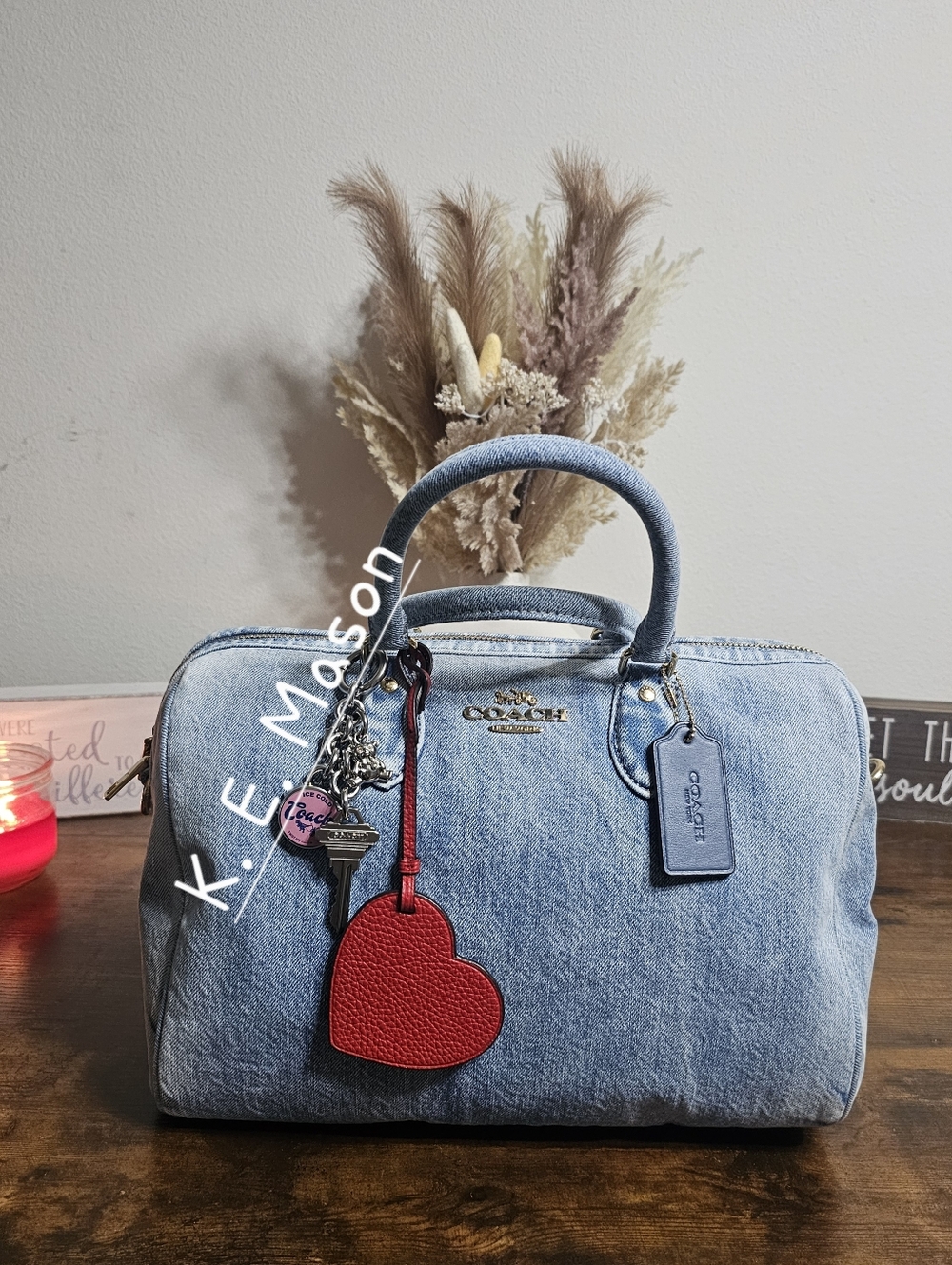 COACH Loved Denim Large Rowan Satchel Bag